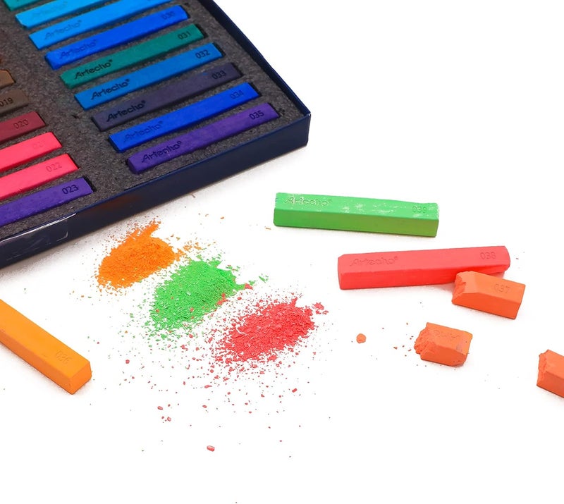 Artecho 72pcs Soft Pastels, 70 Colors Including 4 Fluorescent Colors, Extra Free Black & White, Square Chalk for Drawing, Blending, Layering, Shading, Pastels Art Supplies - Image 5